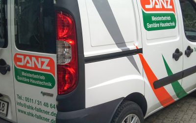 Beklebung der Fahrzeugflotte der Firma Janz Sanitäre Haustechnik